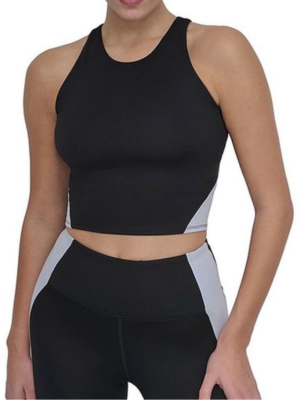 DKNY Color Block Crew Neck  Balance Compression Crop Tank,- Brand New With Tags